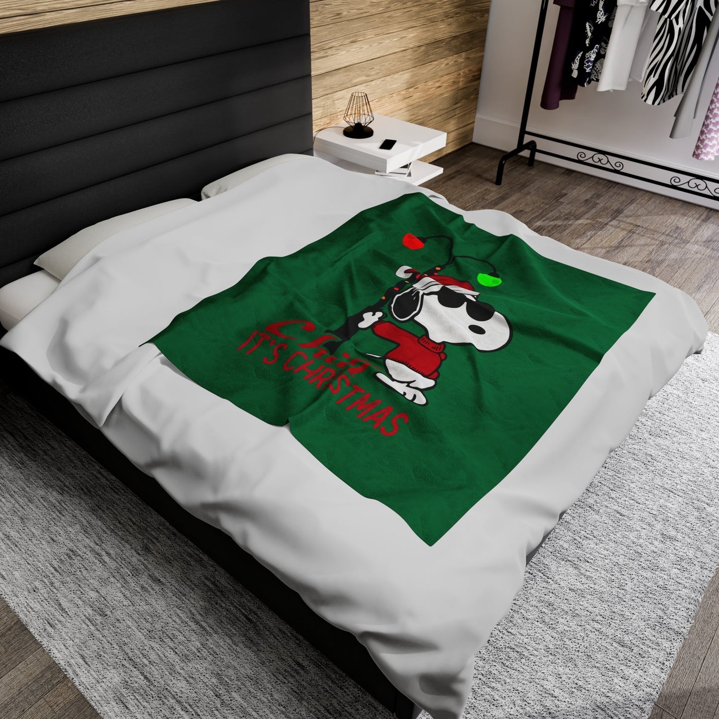 Festive Pup Snuggle Velveteen Blanket