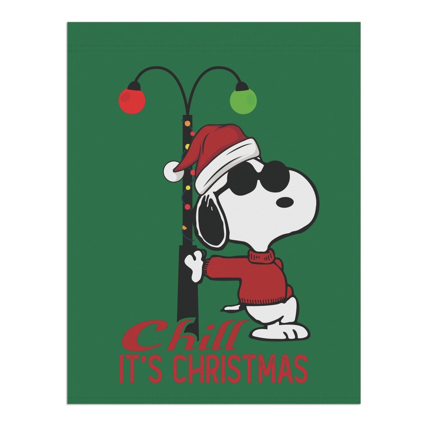 Festive Christmas Snoopy Joe Cool Garden Flag, Outdoor Holiday Decoration, Peanuts Character Flag, Joe Cool Snoopy