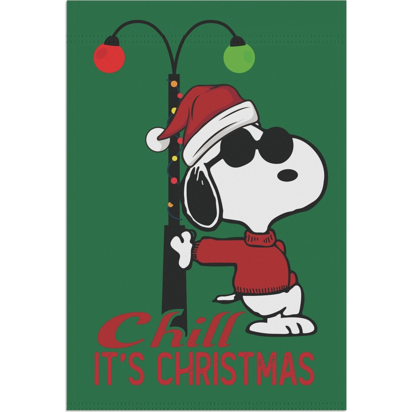 Festive Christmas Snoopy Joe Cool Garden Flag, Outdoor Holiday Decoration, Peanuts Character Flag, Joe Cool Snoopy