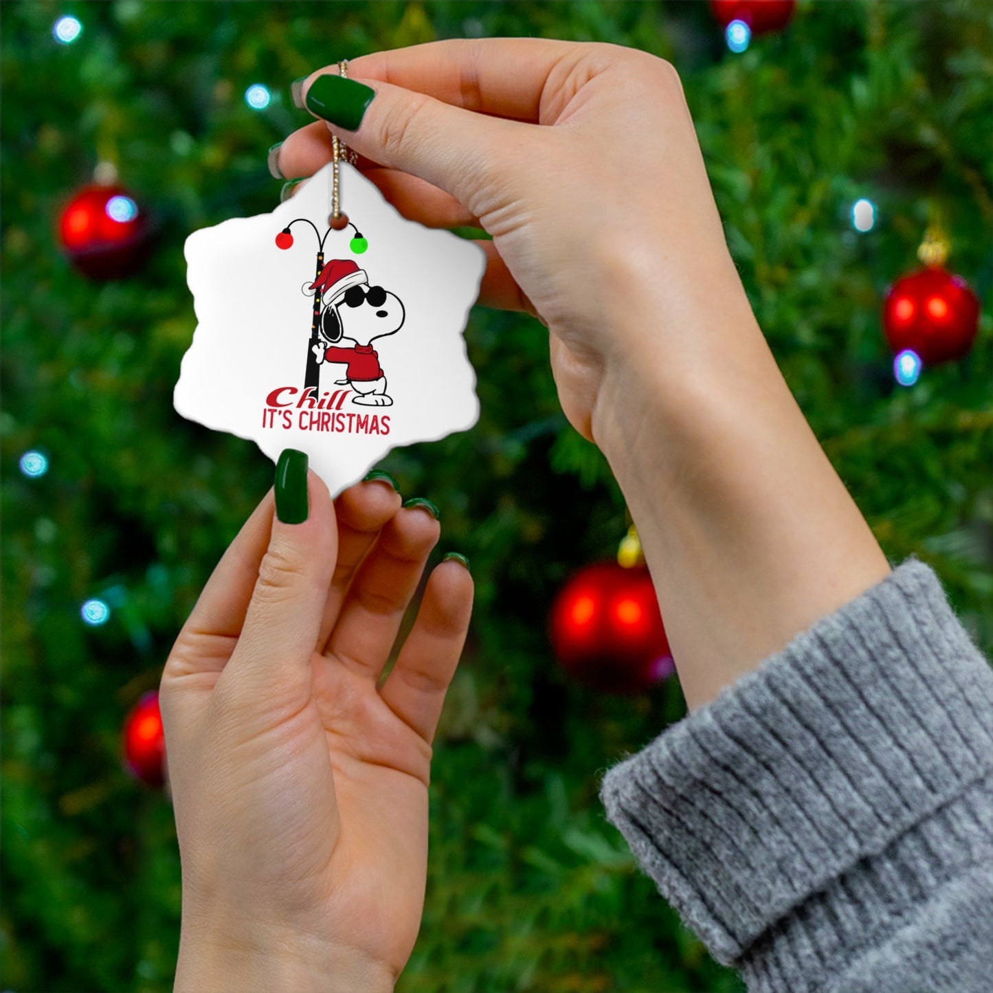 Christmas Snoopy Ceramic Ornament