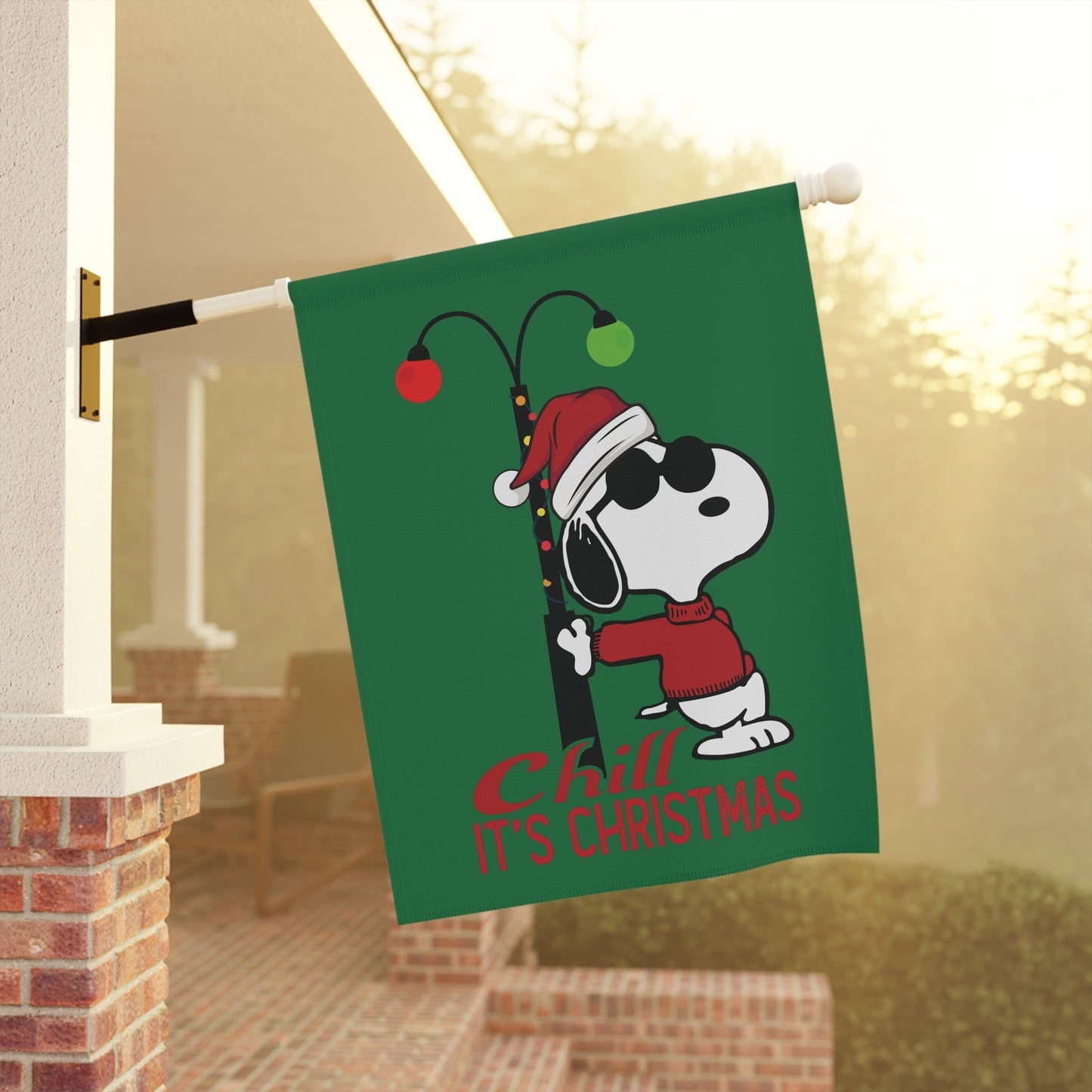 Festive Christmas Snoopy Joe Cool Garden Flag, Outdoor Holiday Decoration, Peanuts Character Flag, Joe Cool Snoopy