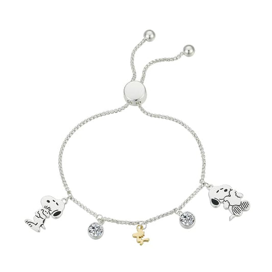 Snoopy and Woodstock Cubic Zirconia Adjustable Bracelet